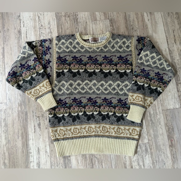 The Import Workshop Sweaters - Vintage Patterned Wool Blend Sweater